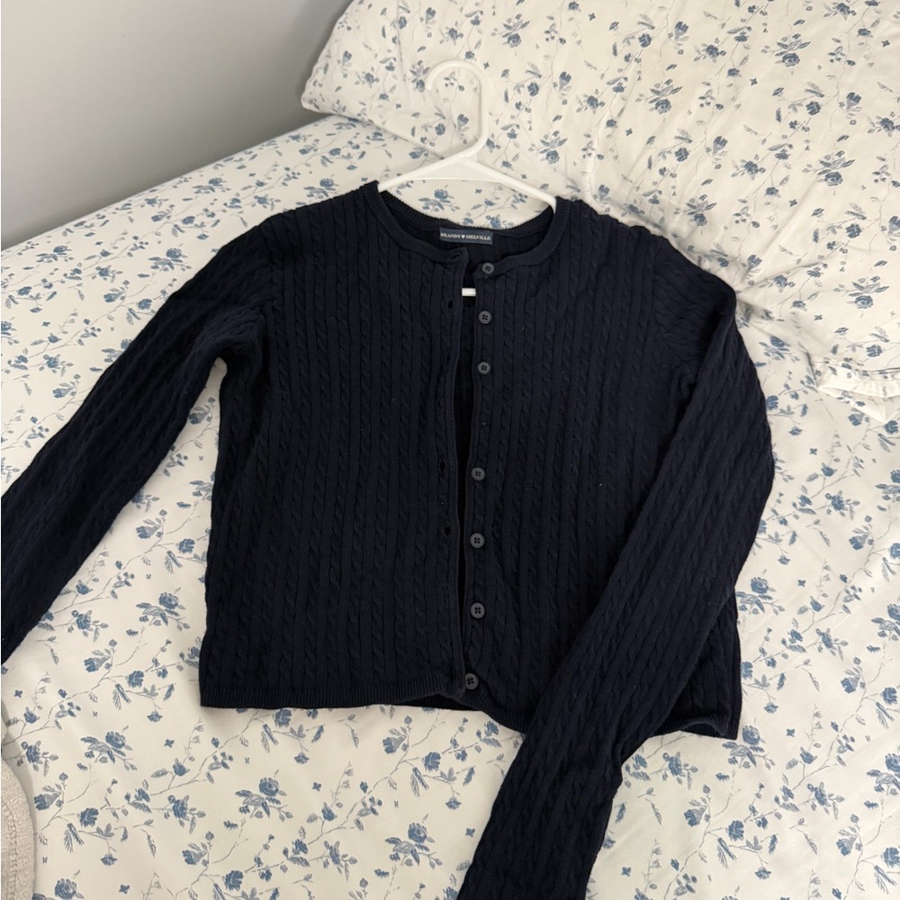 Brandy Melville Navy Cable Knit Cardigan